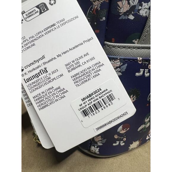 Loungefly My Hero Academia Group Allover Print MHA Womens Double Strap NWT